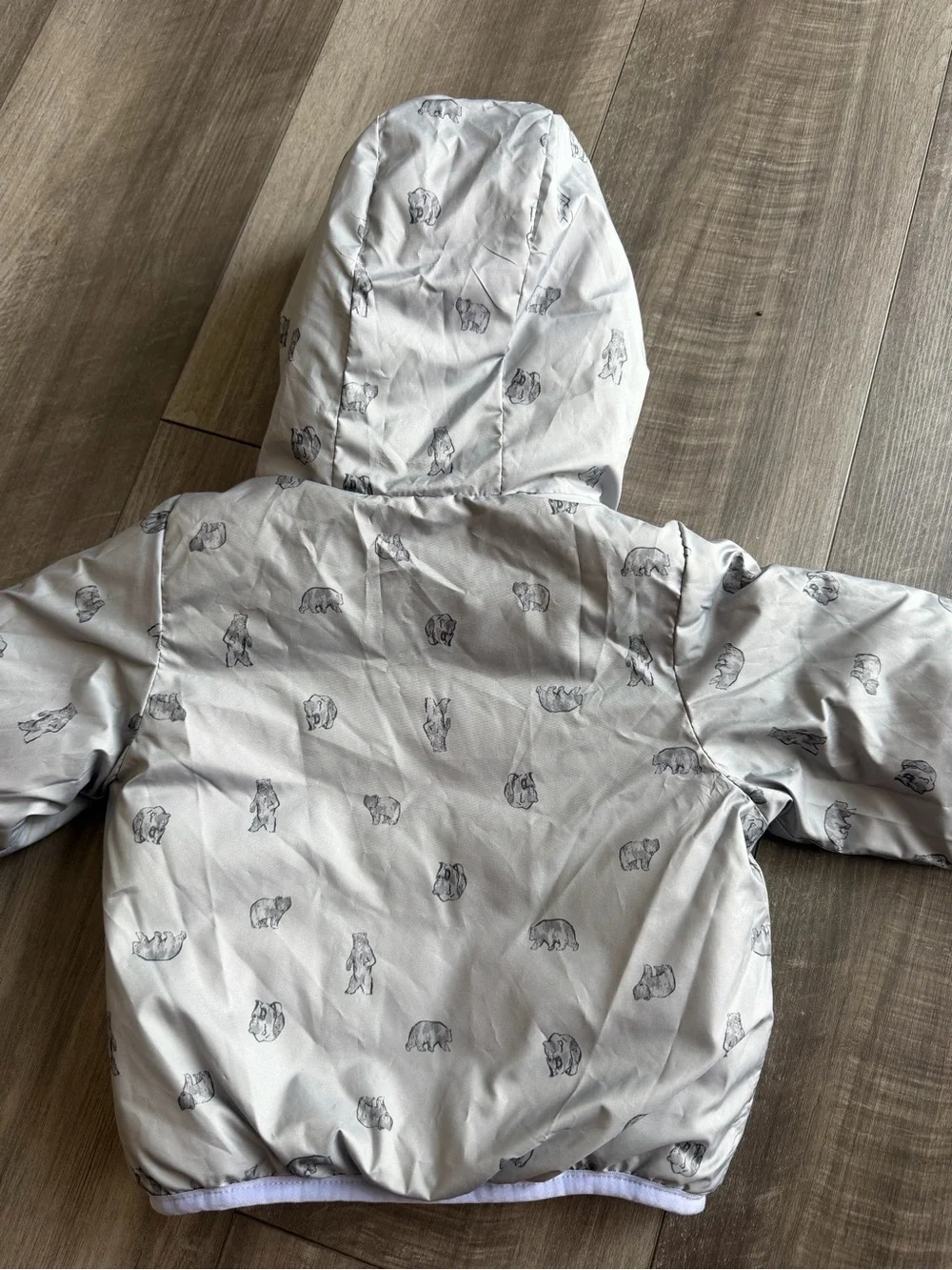 The North Face Baby Girl Reversible Perrito Jacket Purple Gray Bears Sz 6-12m